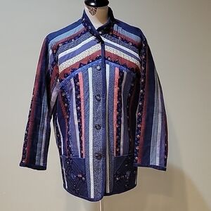 One of a KIND unique quilted coat jacket.  Handmade.  Size L.